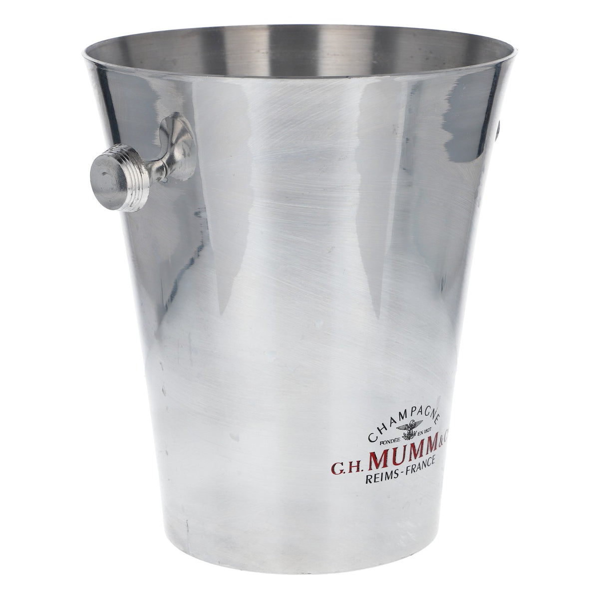Mumm Champagner Flaschenkühler Eiswürfelbehälter Metall silber Sektkühler – Ansicht 2