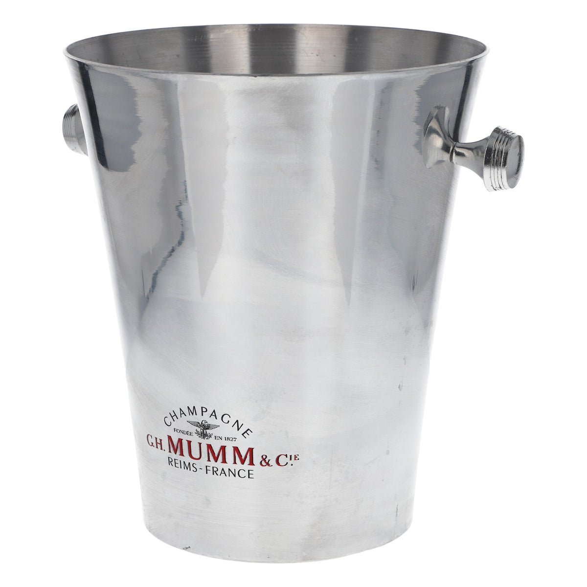 Mumm Champagner Flaschenkühler Eiswürfelbehälter Metall silber Sektkühler – Ansicht 4