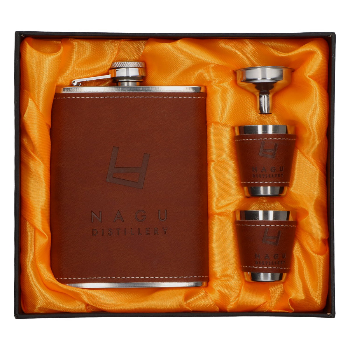 Nagu Gin Flachmann Set Edelstahl Trichter 2 Schnapsbecher braun Geschenk – Ansicht 7