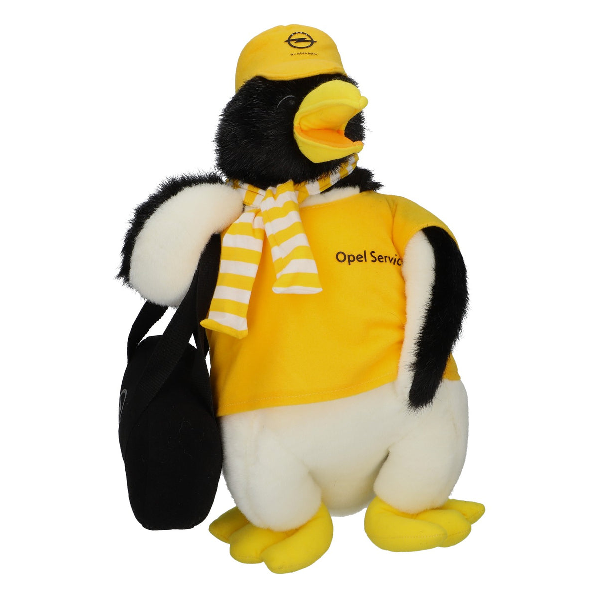 Opel Spielzeug Kuscheltier Plüschtier Opel Service Werkzeugtasche Pinguin gelb