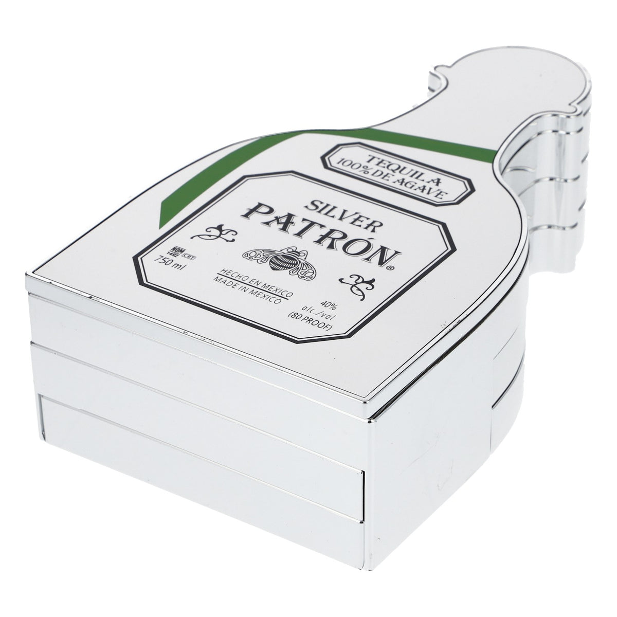 Patron Tequila Serviertablett Flaschenform 3 ausziehbare Tabletts silber – Ansicht 2