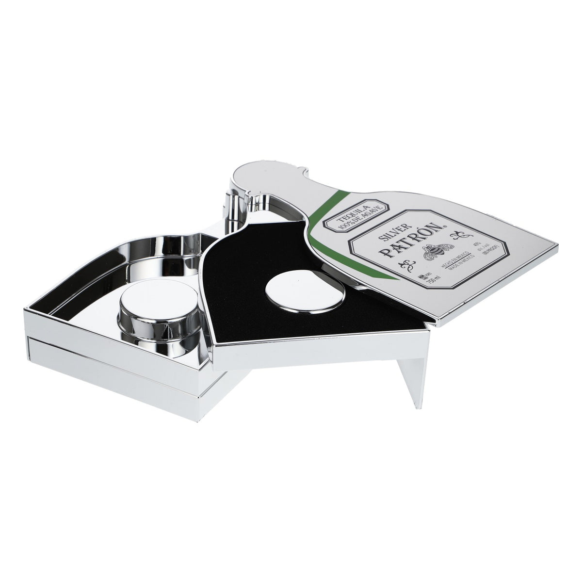 Patron Tequila Serviertablett Flaschenform 3 ausziehbare Tabletts silber – Ansicht 3