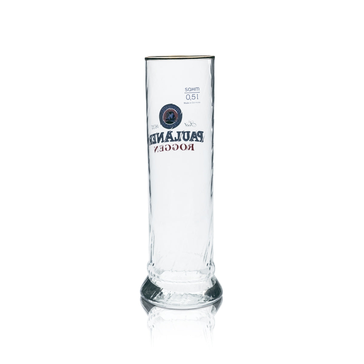 Paulaner Bier Glas 0,5l Kontur Stange Pokal Goldrand Gläser "Roggen" Brauerei – Ansicht 2