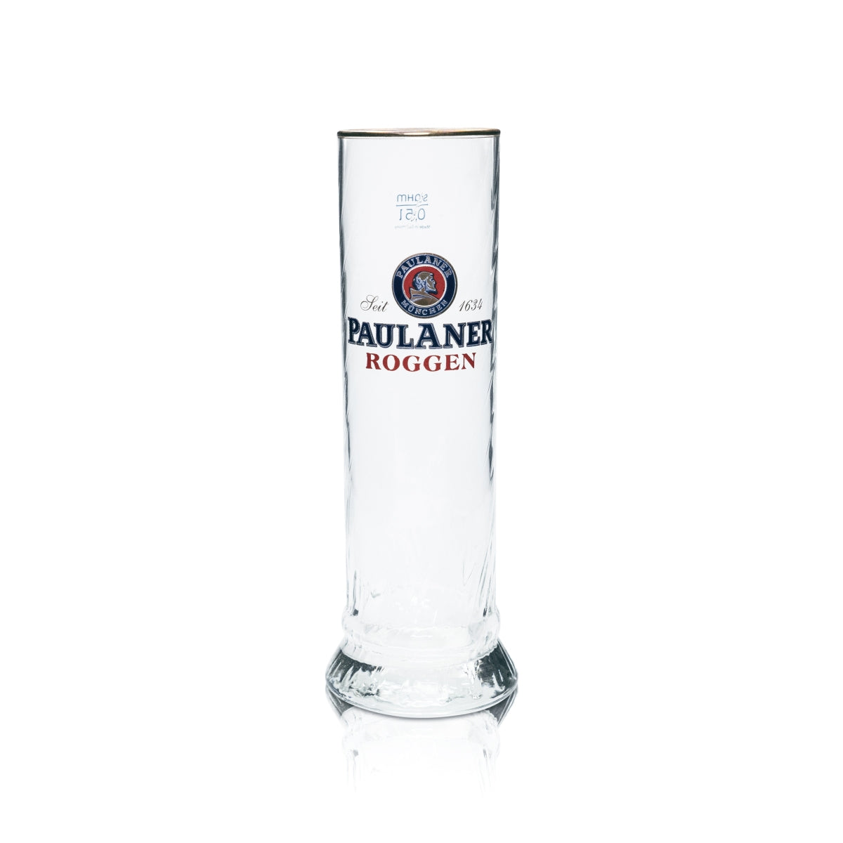 Paulaner Bier Glas 0,5l Kontur Stange Pokal Goldrand Gläser "Roggen" Brauerei – Ansicht 3