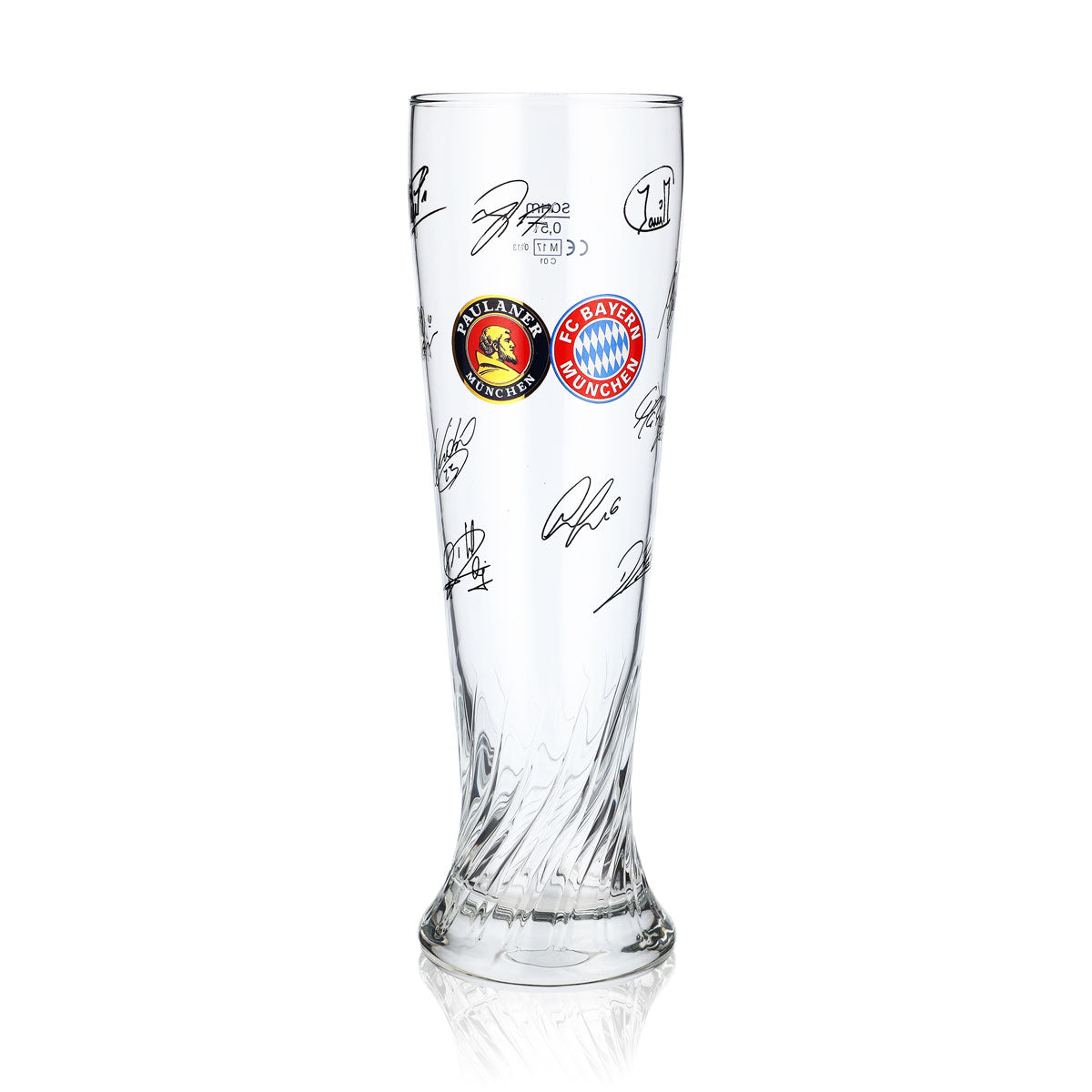 Paulaner Bier Glas 0,5l Weißbierglas "FC Bayern Offensive" Weißbier Weizenglas