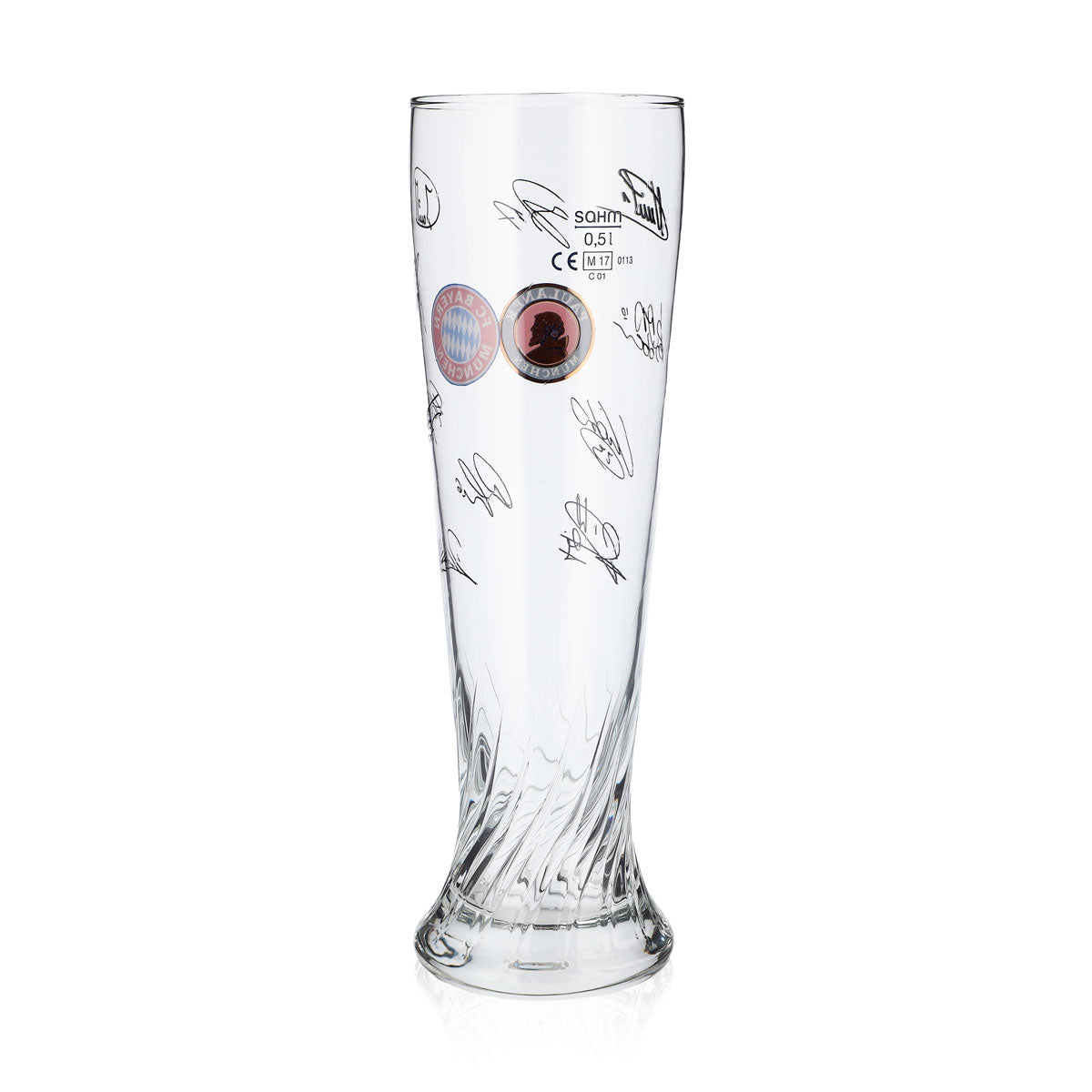 Paulaner Bier Glas 0,5l Weißbierglas "FC Bayern Offensive" Weißbier Weizenglas – Ansicht 3