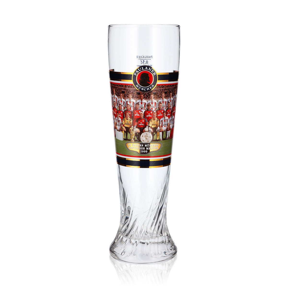Paulaner Bier Glas Pokal 0,5l FC Bayern München Deutscher Meister 2000 Relief