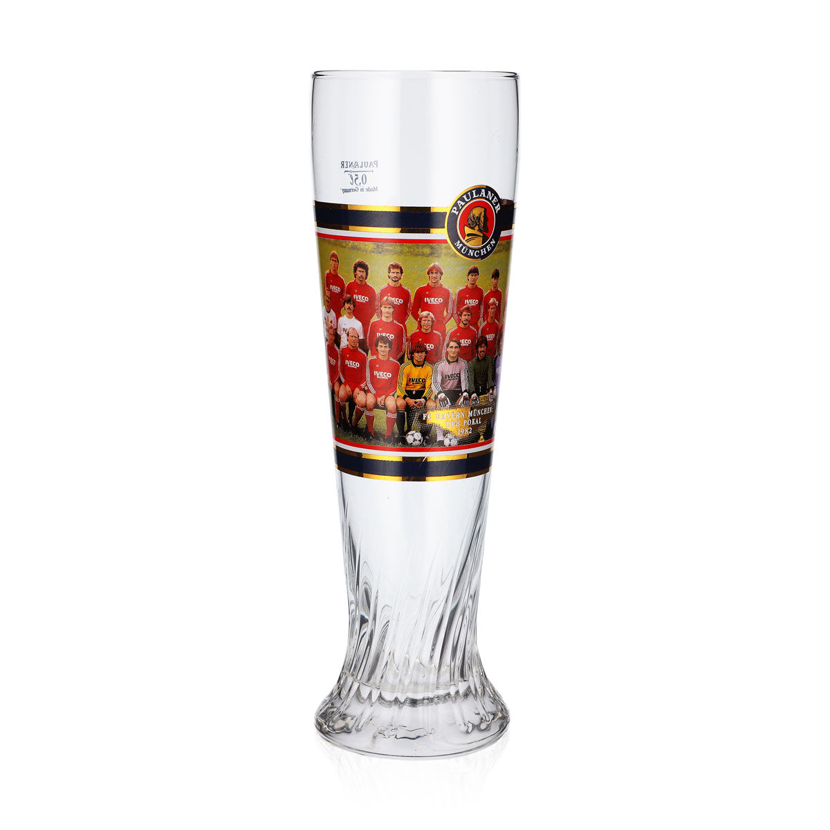 Paulaner Bier Glas Pokal 0,5l FC Bayern München Deutscher Meister 1982 Relief – Ansicht 2