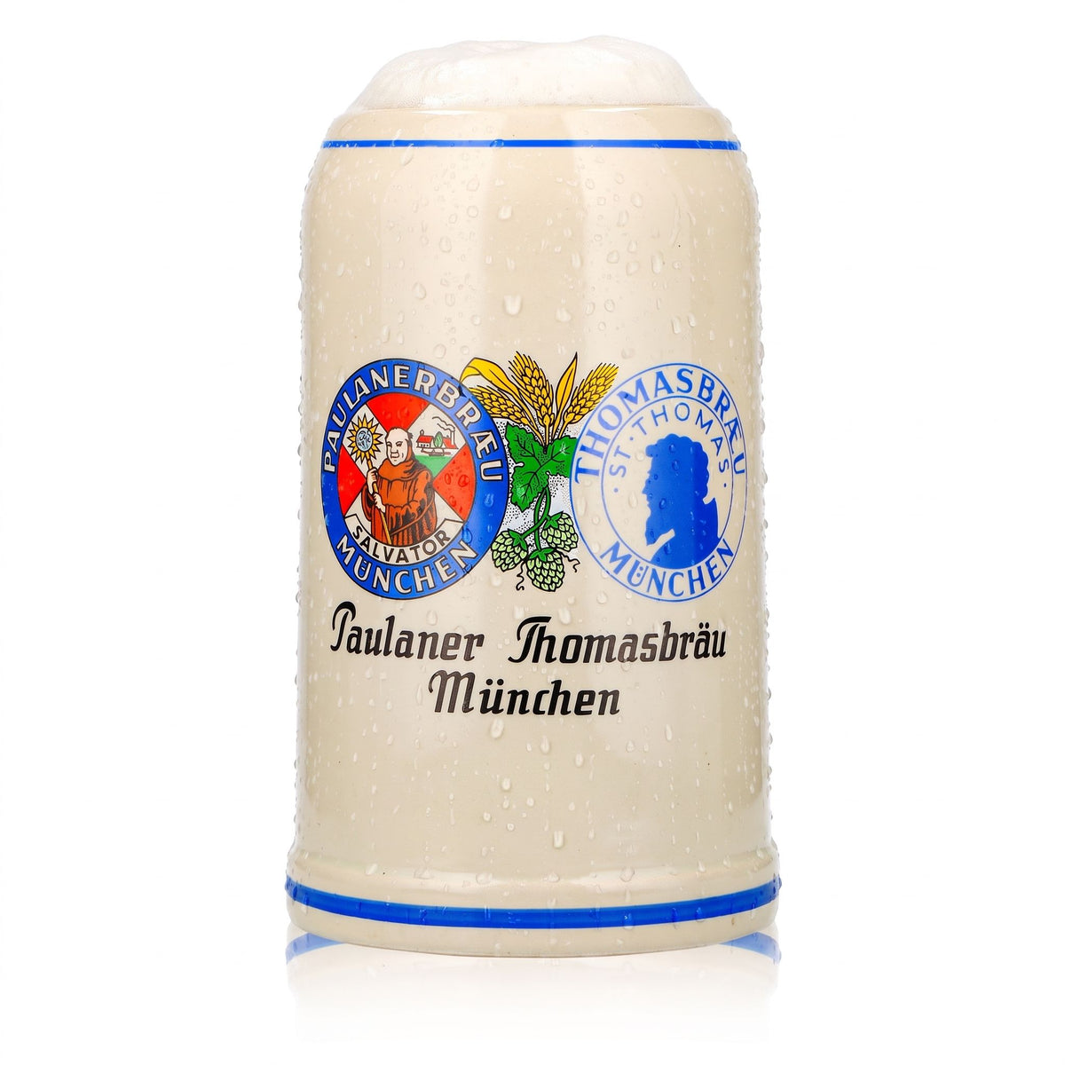 Paulaner Bier Glas Tonkrug 1l Bierseidel Thomasbräu München Rastal Steingut