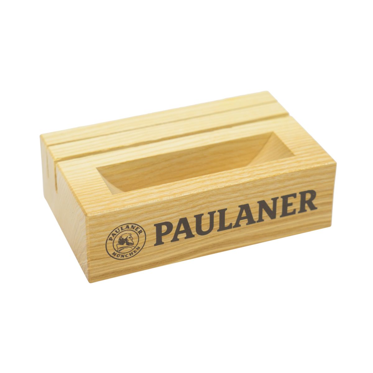 Paulaner Tischaufsteller Tischkartenhalter mit Bierdeckelfach Gastro Biergarten