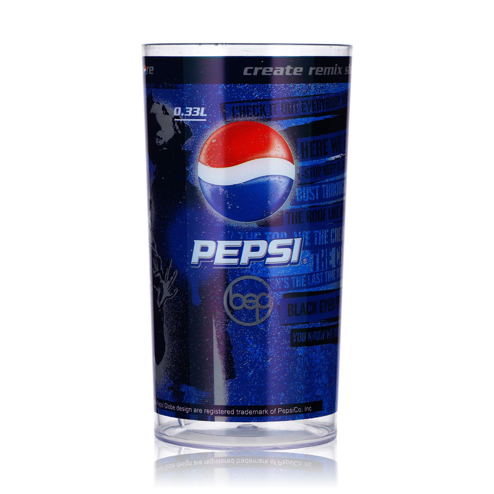 Pepsi Softdrink Glas 0,33l Mehrweg The Black Eyed Peas Motiv 1 blau Kunststoff