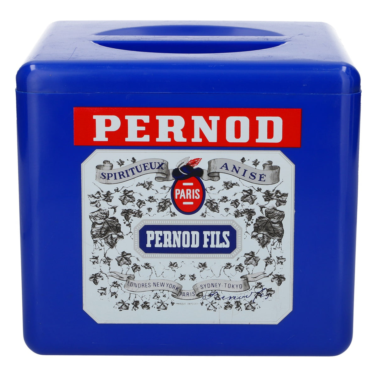 Pernod Retro Flaschenkühler Eisbox blau mit Deckel Barzubehör Markenartikel – Ansicht 2