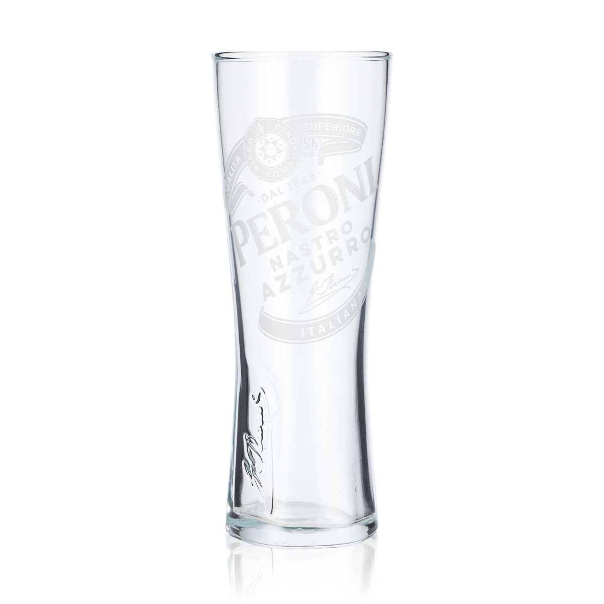 Peroni Bier Glas 0,2l Pokalglas "Nastro Azzuro" Signature Relief unten