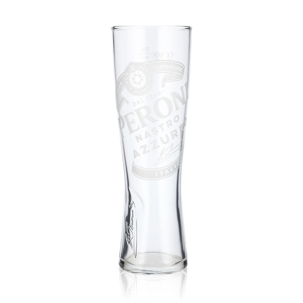 Peroni Bier Glas 0,5l Pokalglas "Nastro Azzuro" Signature Relief unten