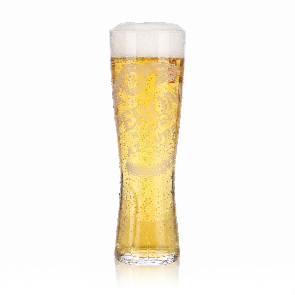 Peroni Bier Glas 0,5l Pokalglas rotes senkrechtes Logo (Signature)