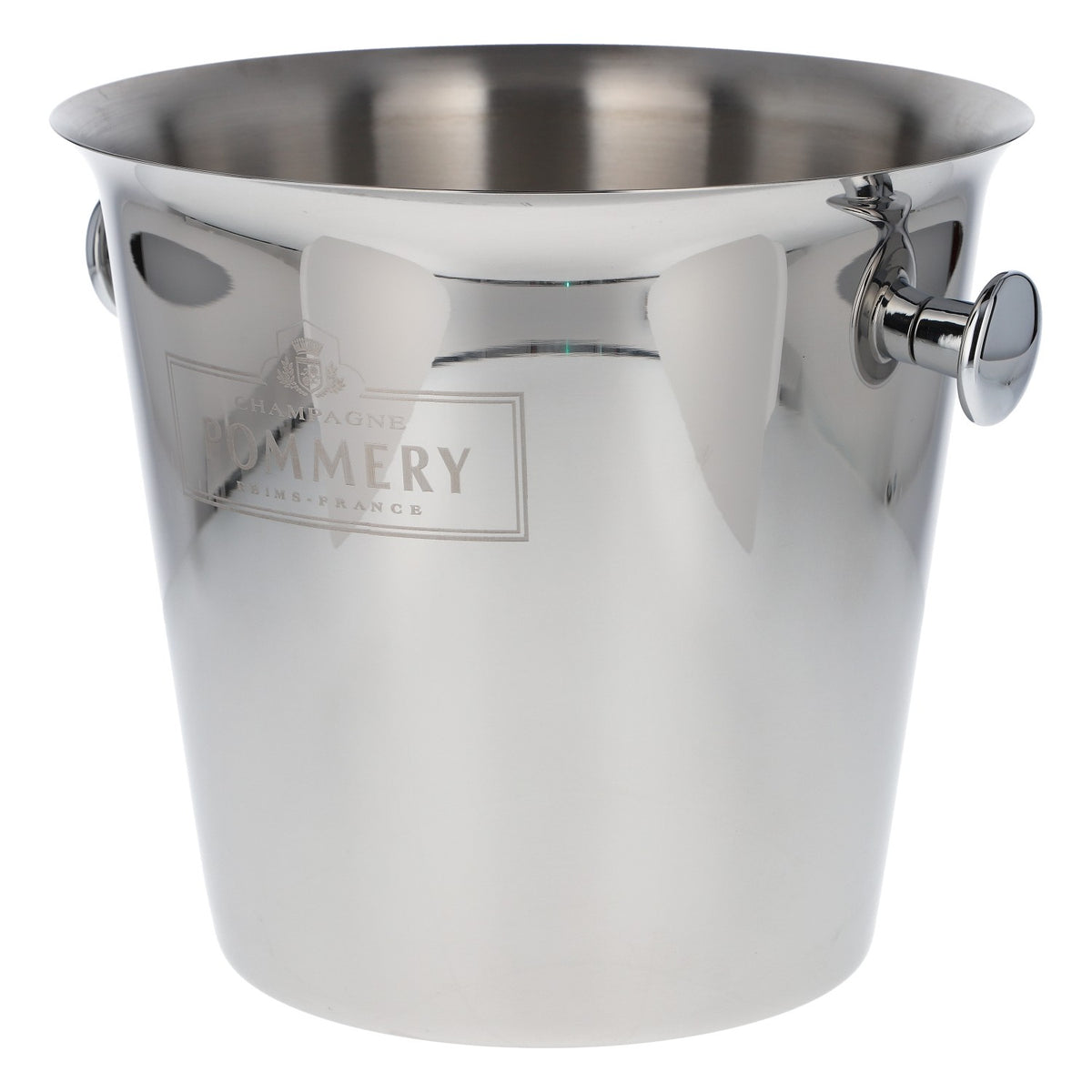 Pommery Champagner Flaschenkühler Eiswürfelbehälter Edelstahl Silber