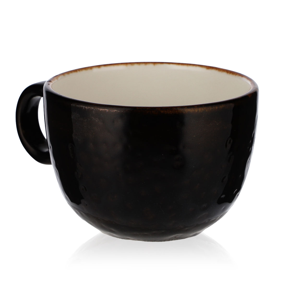 Porzellan Kaffeetasse Tasse Lattebecher mit Henkel Mattschwarz – Ansicht 6