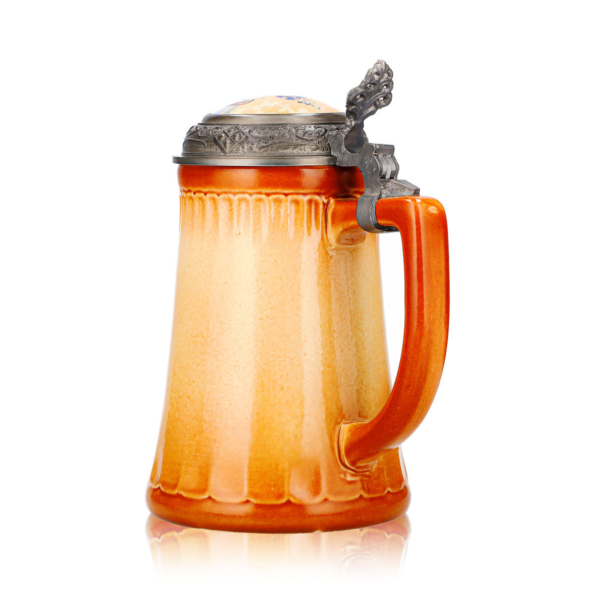 Postbräu Bier Glas Tonkrug 0,8l mit Zinndeckel Ton Brauerei Genossenschaft – Ansicht 4