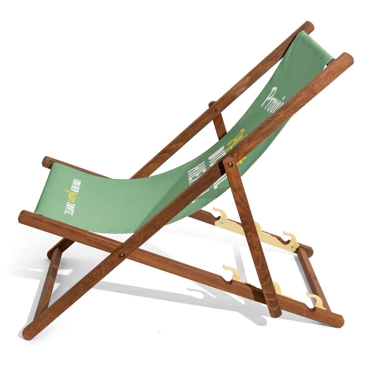 Proviant Softdrink Liegestuhl Strandstuhl Beachliege Beachstuhl Buchenholz Grün – Ansicht 3