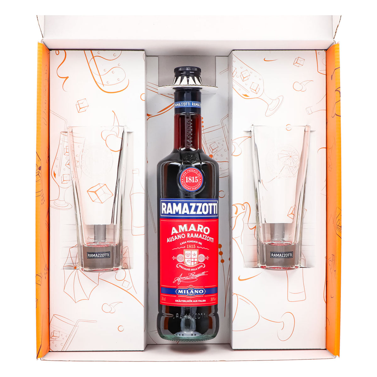 Ramazzotti Likör Geschenkset 0,7l 30% + Longdrinkglas 1815 I Orange – Ansicht 4
