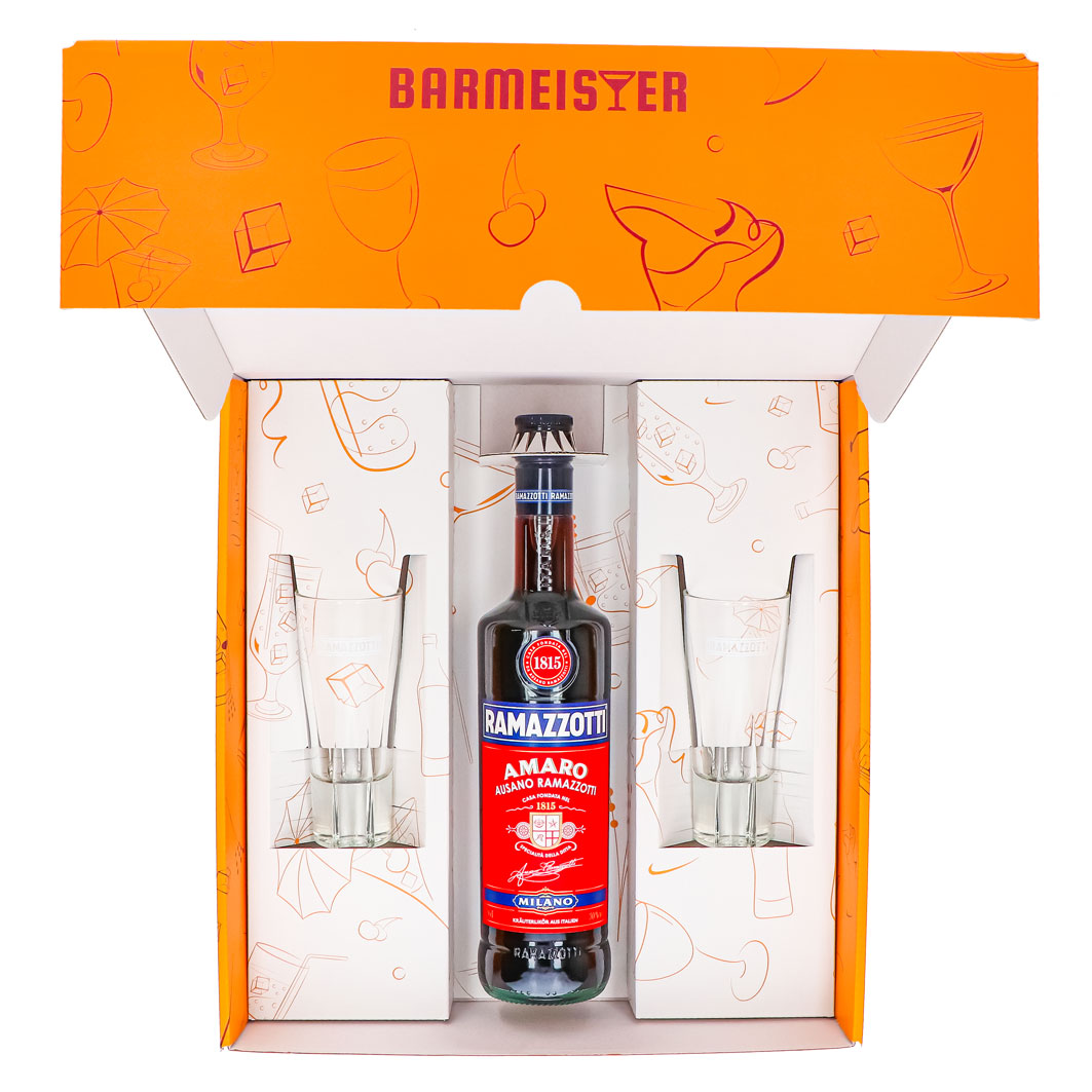 Ramazzotti Likör Geschenkset 0,7l 30% + Longdrinkglas Salute I Orange – Ansicht 3