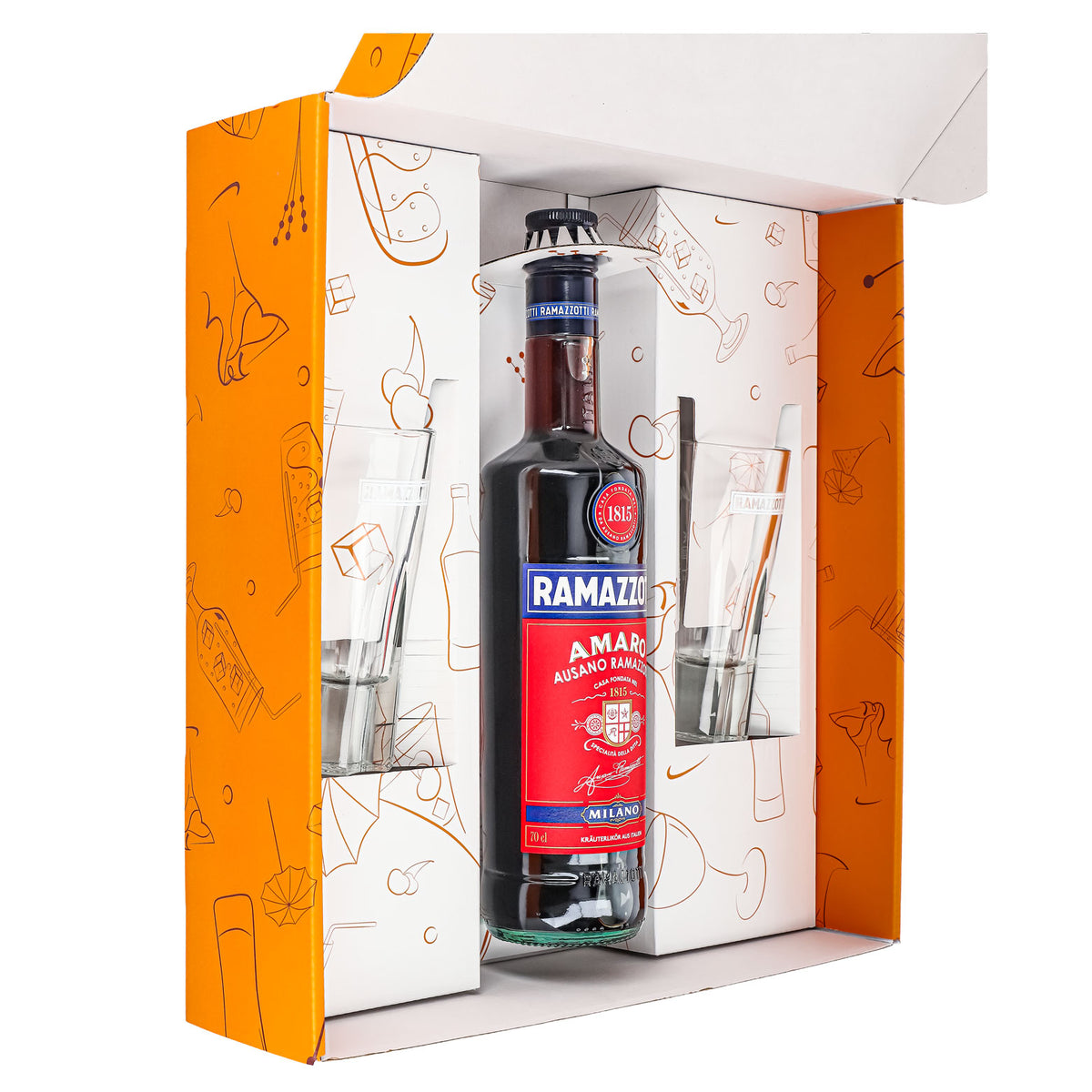 Ramazzotti Likör Geschenkset 0,7l 30% + Longdrinkglas Salute I Orange – Ansicht 5