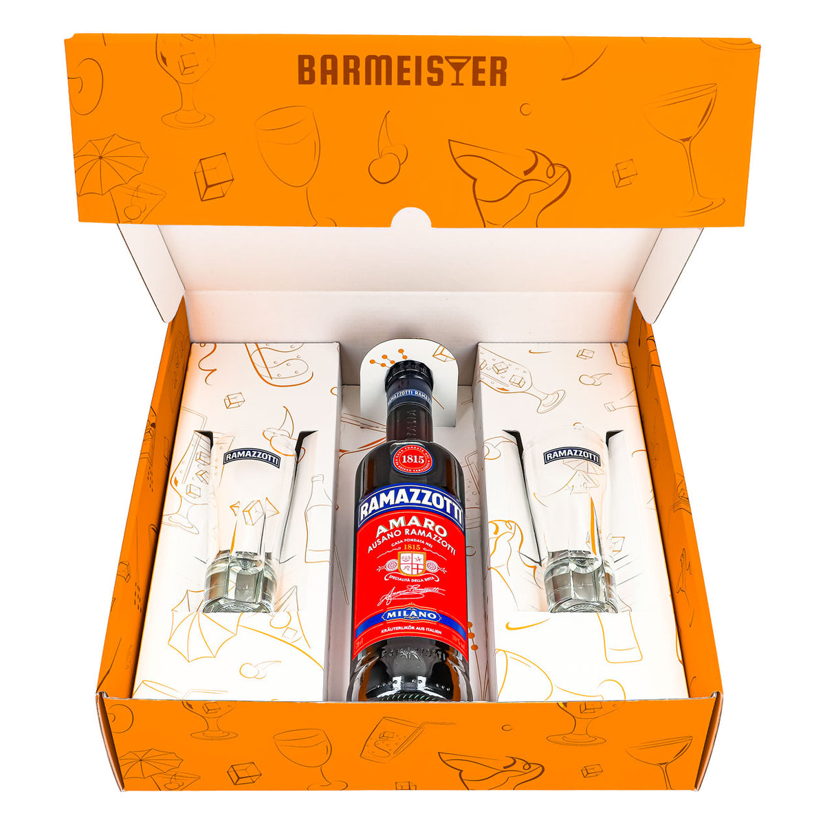 Ramazzotti Likör Geschenkset 0,7l 30% + Longdrinkglas Standard I Orange – Ansicht 2