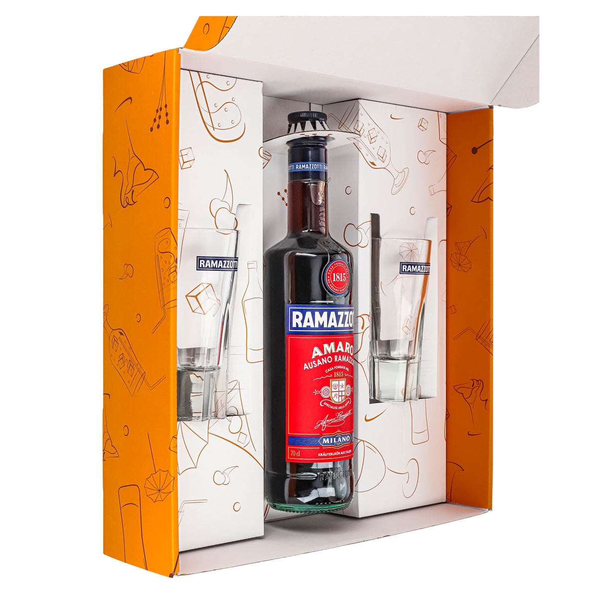 Ramazzotti Likör Geschenkset 0,7l 30% + Longdrinkglas Standard I Orange – Ansicht 5