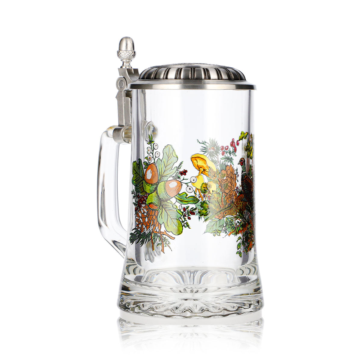 Rastal Bier Glas 0,5l Krug mit Zinndeckel Fasan