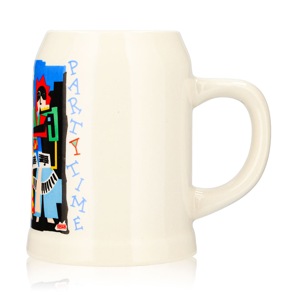 Rastal Bier Glas 0,5l Tonkrug Partytime bunt Ton – Ansicht 5