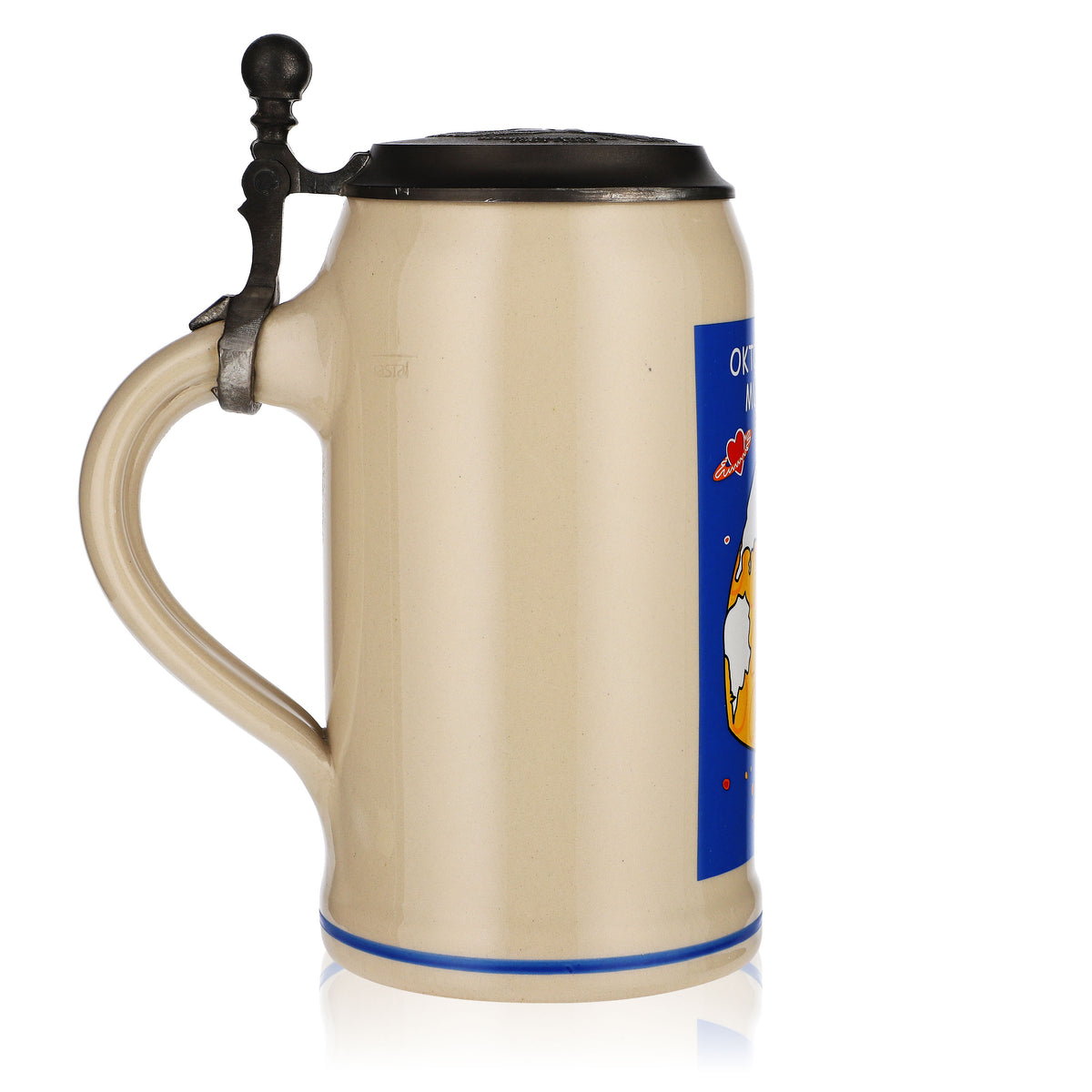 Rastal Bier Glas 1,0l Tonkrug Oktoberfest München 2001 mit Zinndeckel Rastal – Ansicht 3