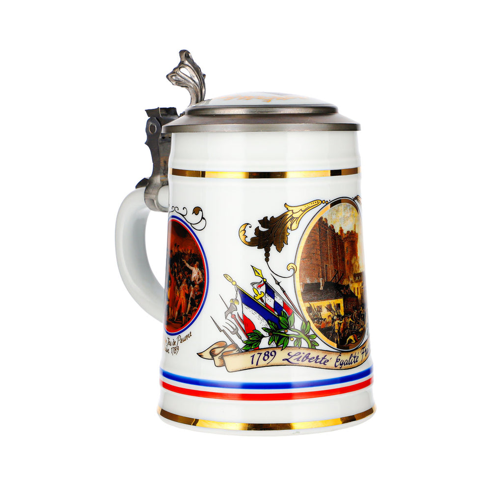 Rastal Bierkrug Französische Revolution Zinndeckel Glas Keramik