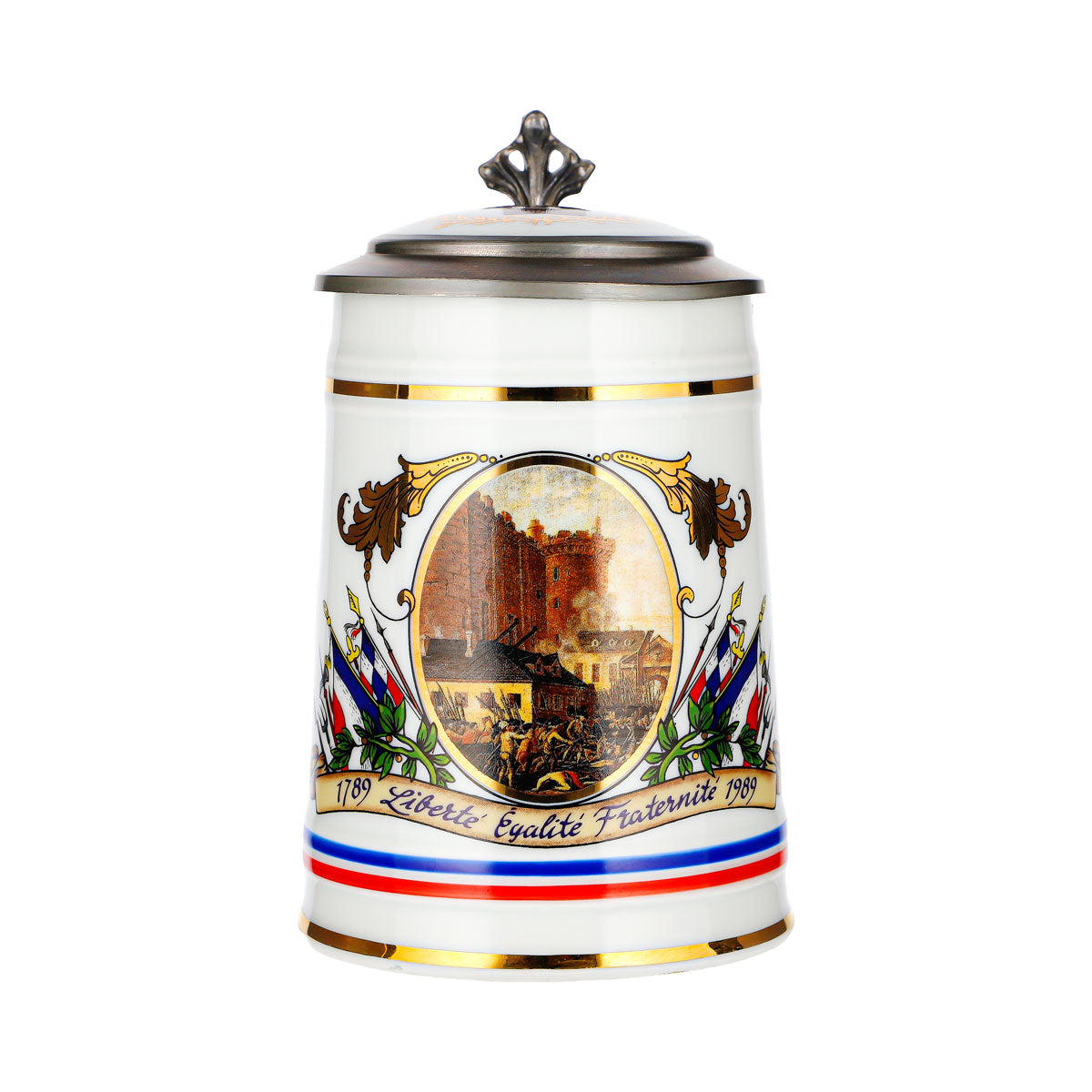 Rastal Bierkrug Französische Revolution Zinndeckel Glas Keramik – Ansicht 2