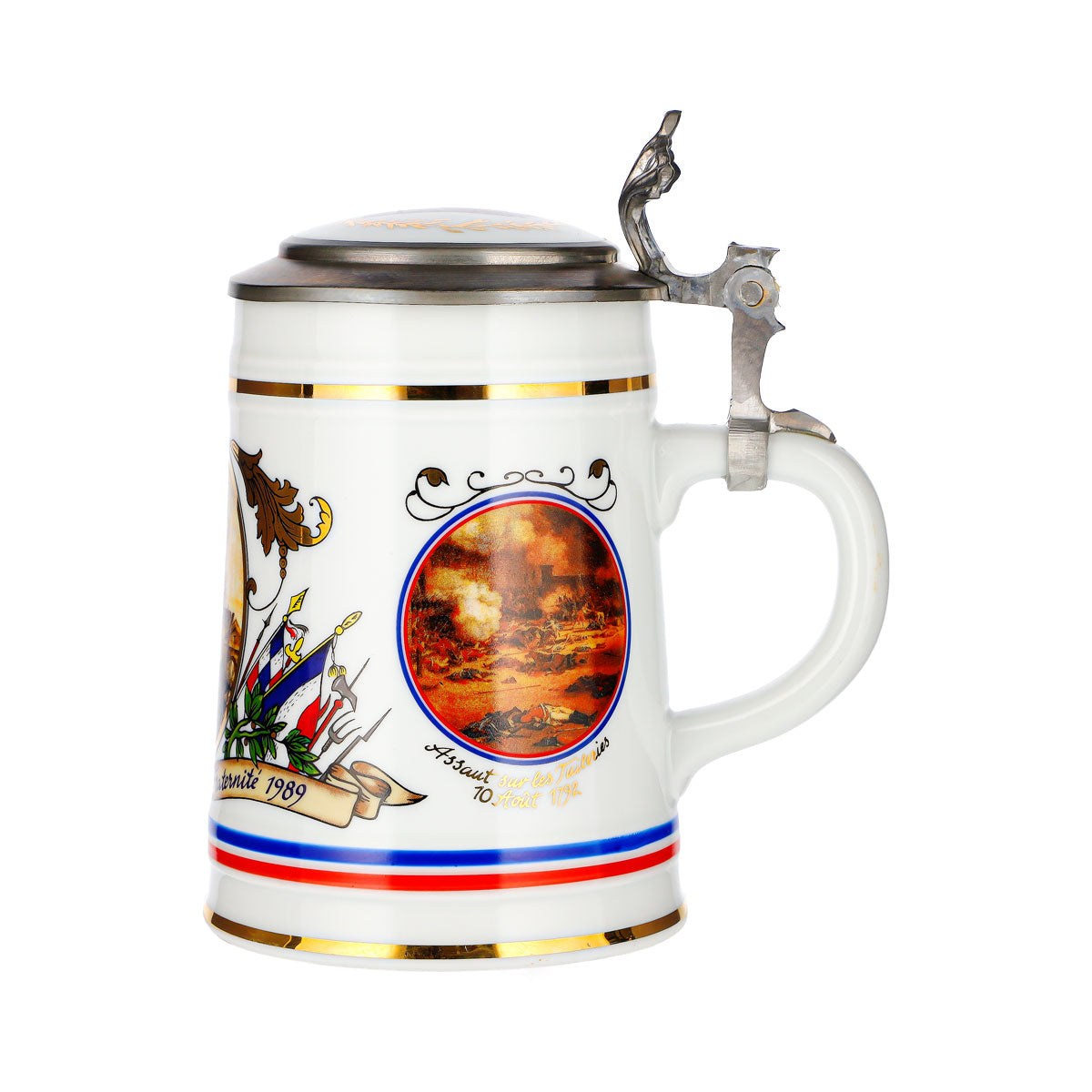 Rastal Bierkrug Französische Revolution Zinndeckel Glas Keramik – Ansicht 5