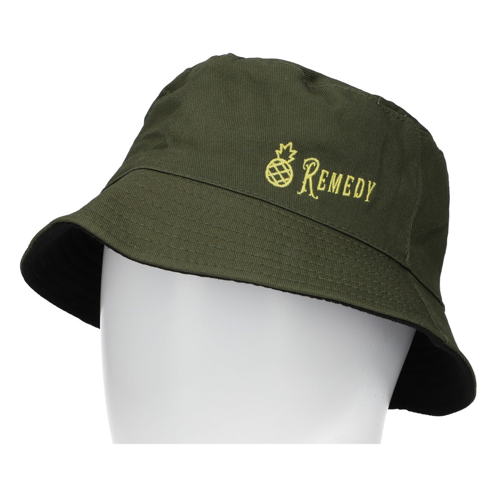 Remedy Rum Fischerhut Doppelseitig tragbar Schwarz/Olivgrün Unisex One-Size