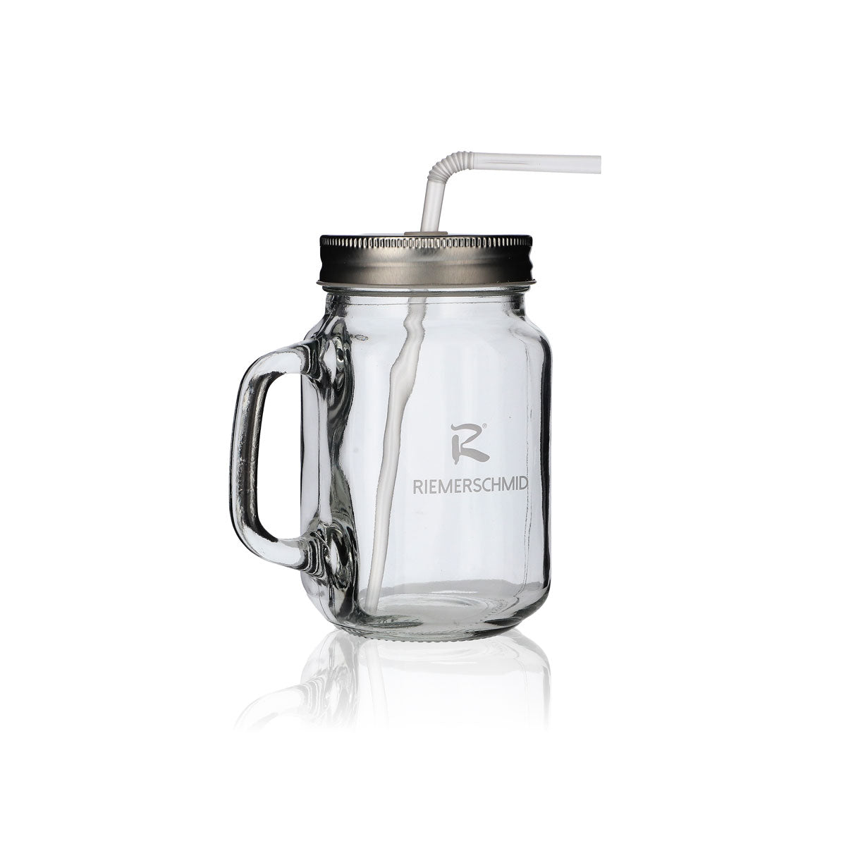 Riemerschmid Henkelkrug Glas 0,49l Mason Jar Deckel Strohhalm Longdrink Cocktail