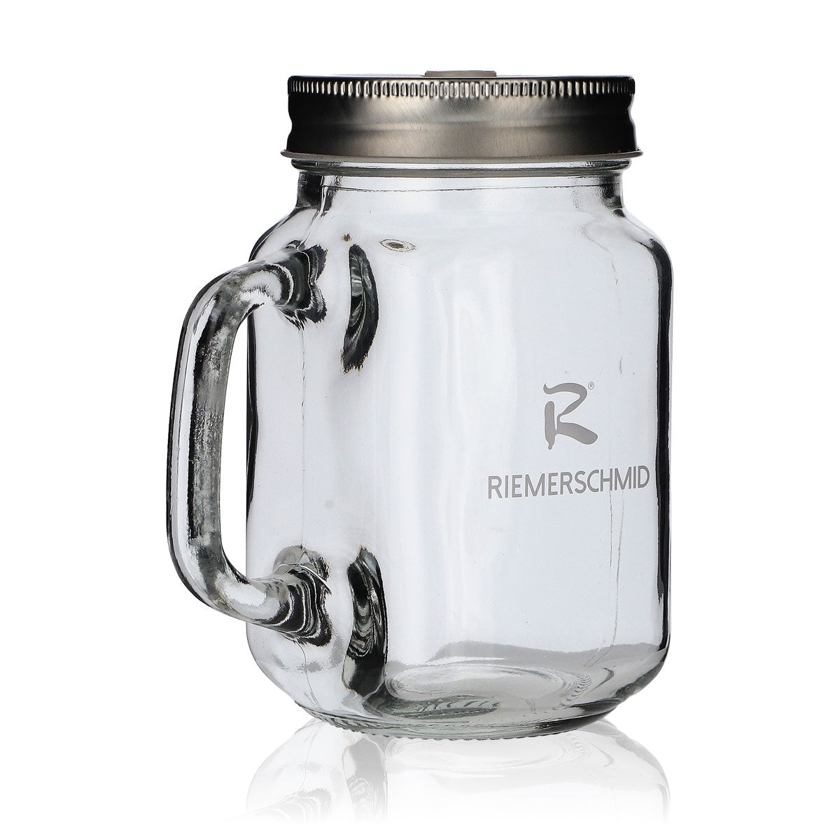 Riemerschmid Henkelkrug Glas 0,49l Mason Jar Deckel Strohhalm Longdrink Cocktail – Ansicht 3
