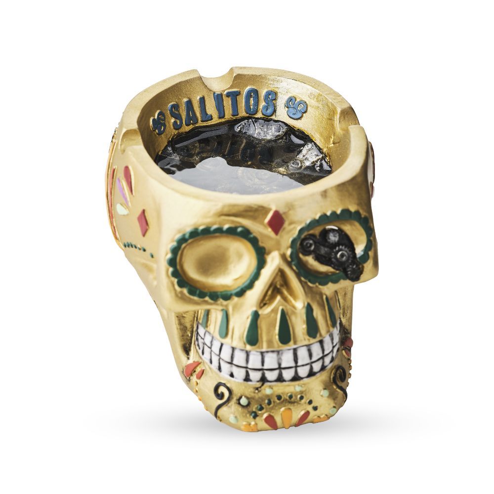 Salitos Aschenbecher Gold Totenkopf Skull Ashtray für Bar & Bier – Ansicht 3