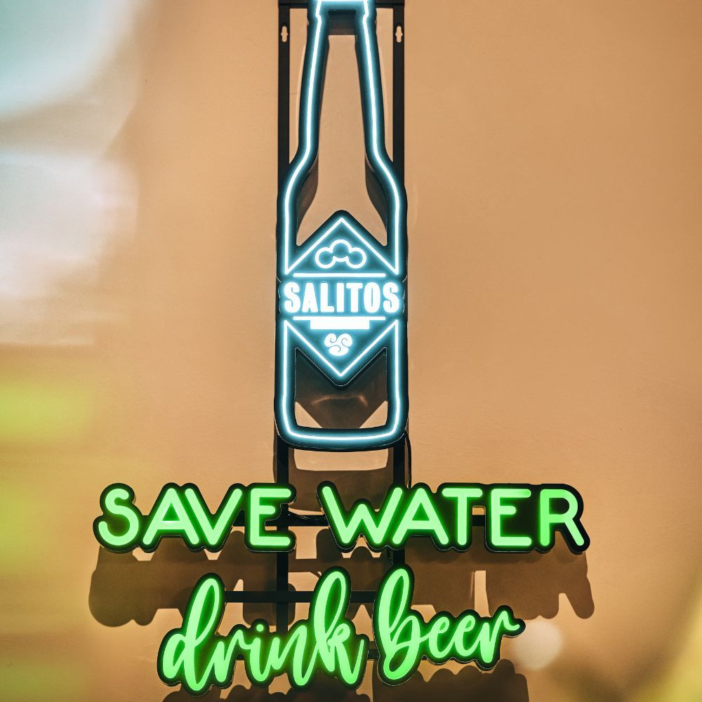 Salitos Leuchtreklame LED Sign Save Water Drink Beer Merchandise MBG Dekoration