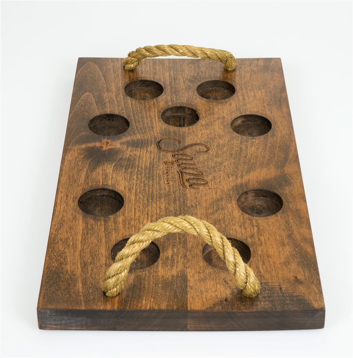 Sauza Tequila Tablett Serviertablett Echtholz Tray für Shot Gläser – Ansicht 3