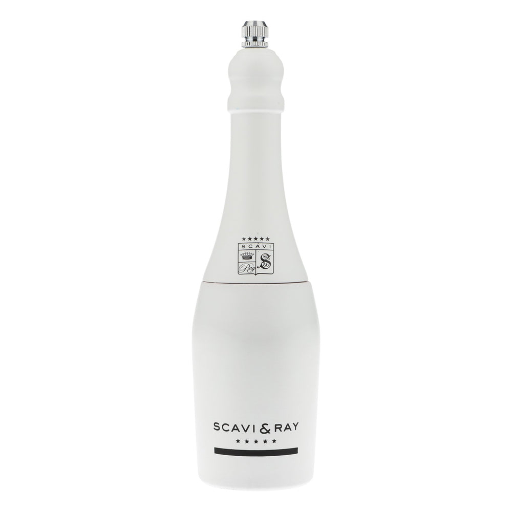 Scavi & Ray Prosecco Echtholz Salzmühle einzeln in weiß im Flaschendesign