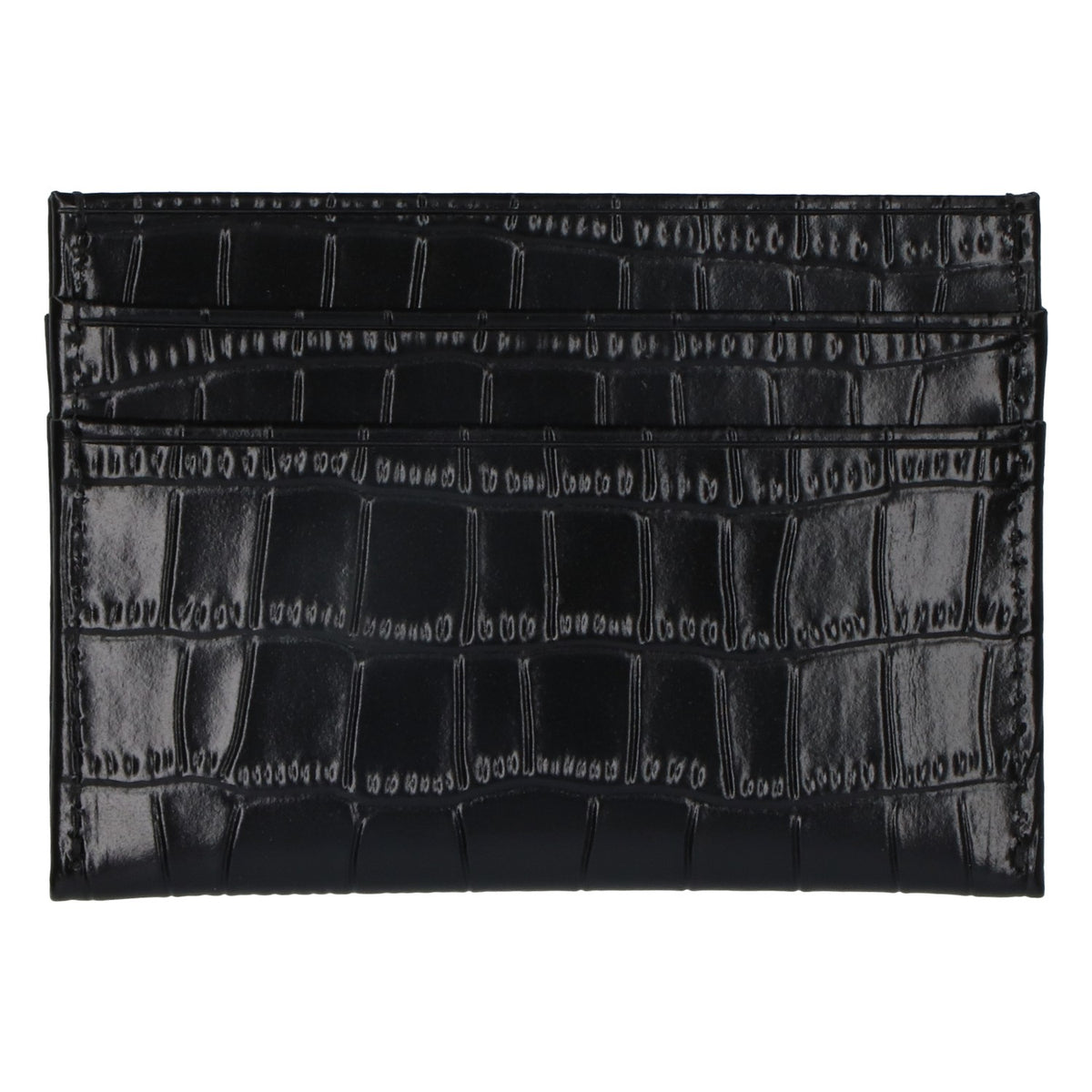 Scavi & Ray Sekt Credit Card Holder Schwarz Brieftasche Visitenkartentasche Kroko Optik – Ansicht 2