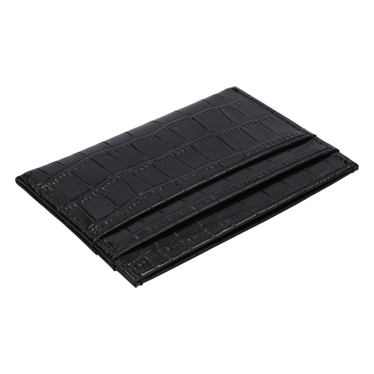 Scavi & Ray Sekt Credit Card Holder Schwarz Brieftasche Visitenkartentasche Kroko Optik – Ansicht 4
