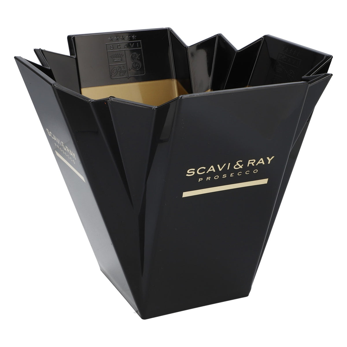 Scavi & Ray Sekt Kühler Flaschenkühler Single Schwarz/Gold gefaltet Treviso – Ansicht 3