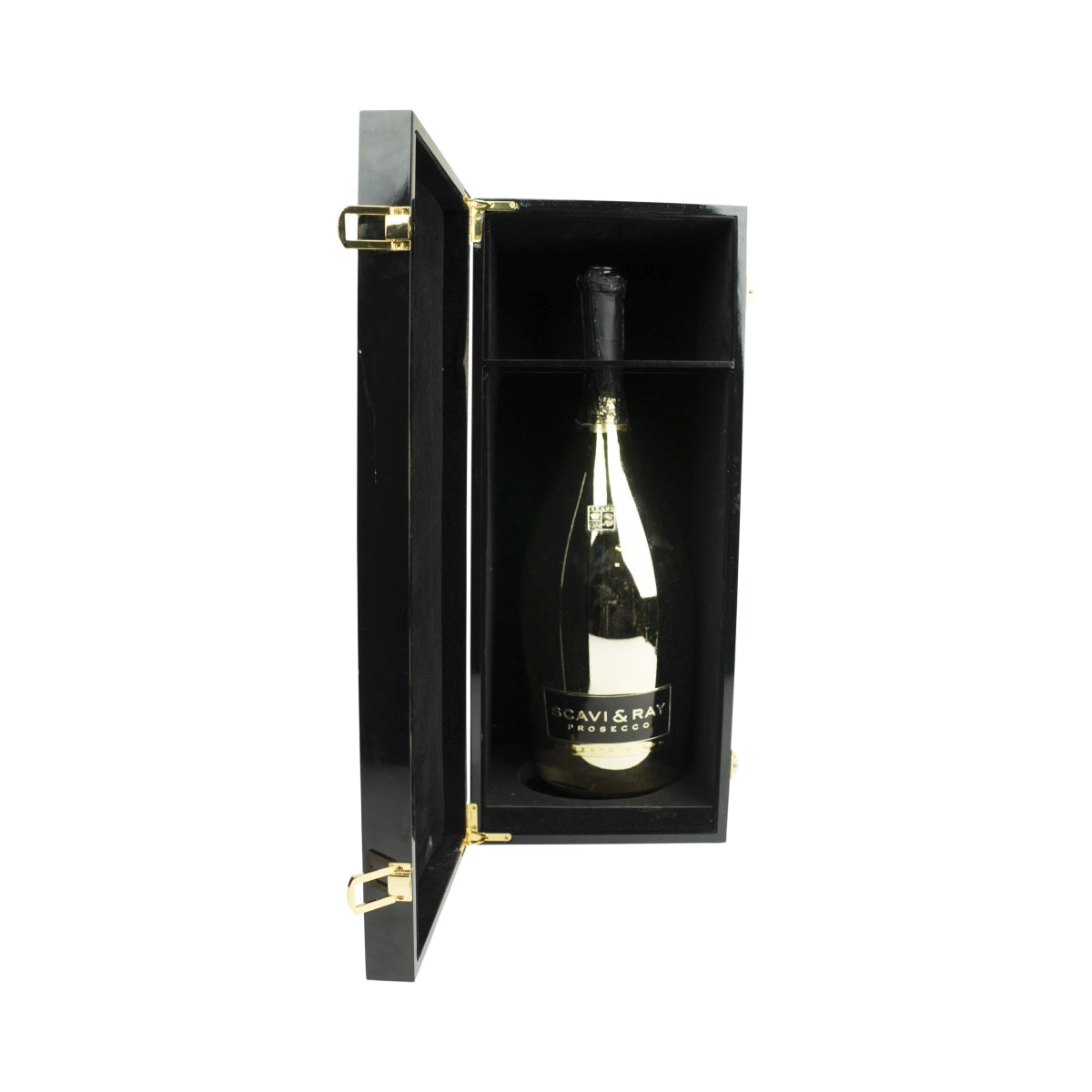 Scavi & Ray Sekt LEERE Flasche Magnum 1,5l gold, Klavierlack Kiste schwarz – Ansicht 2