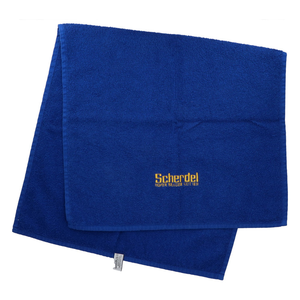 Scherdel Bier Handtuch Bartowel Barhandtuch blau 92x48 mit Logo