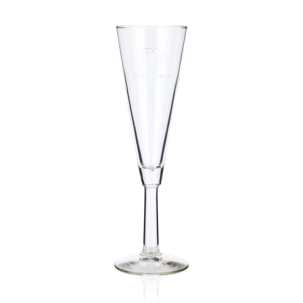 Schlumberger Sekt Glas 0,1l Flöte weißes Logo Sektglas Sektflöte Champagnerglas