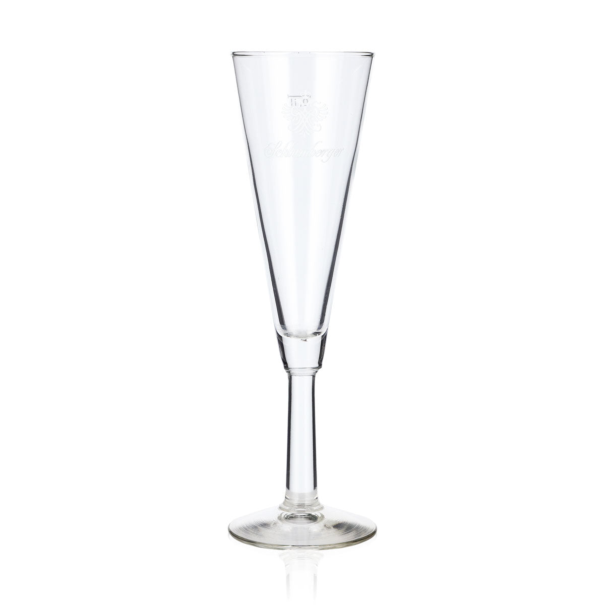 Schlumberger Sekt Glas 0,1l Flöte weißes Logo Sektglas Sektflöte Champagnerglas