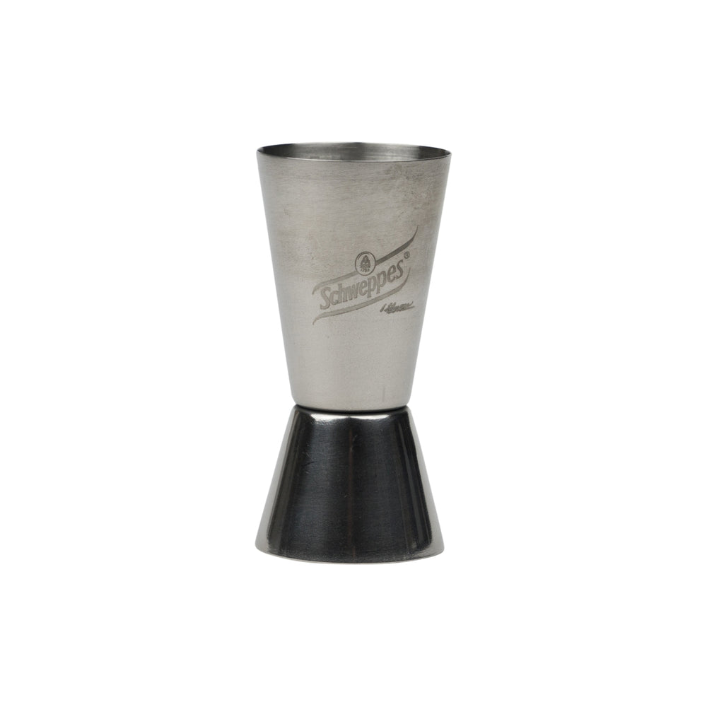 Schweppes Jigger Messbecher Silber Edelstahl Geeicht Barkeeper Zubehör Measure Cup