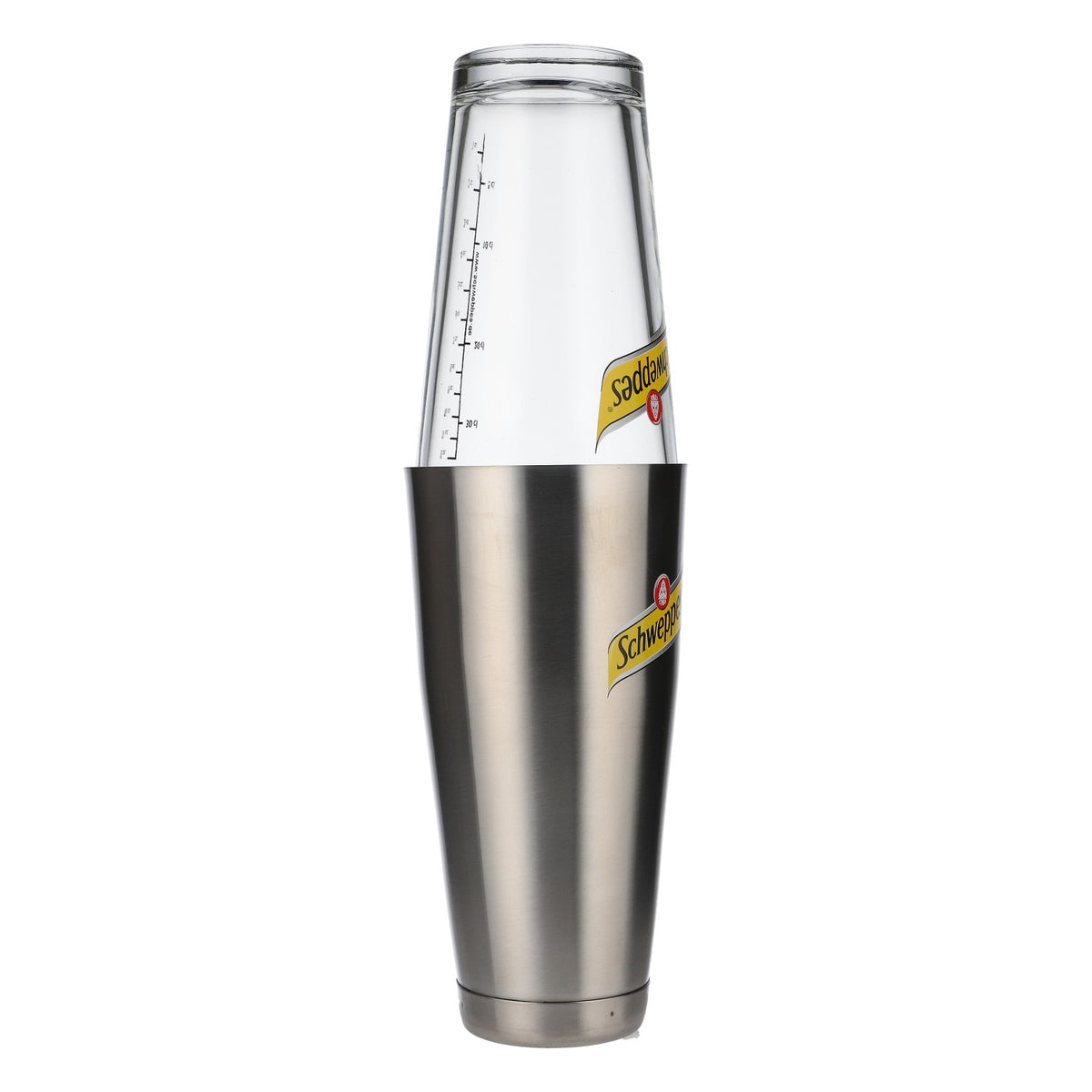 Schweppes Softdrink Shaker Barzubehör Cocktailglas Mixer Edelstahl/Glas – Ansicht 2
